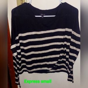Express Striped Knit Long Sleeve Cropped Sweater Cute And Flattring!!